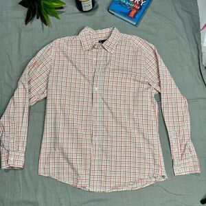 GAP Men's orange and White Plaid Button-Down Shirt